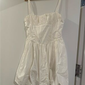 Zara White Ruffled mini Dress size Large L